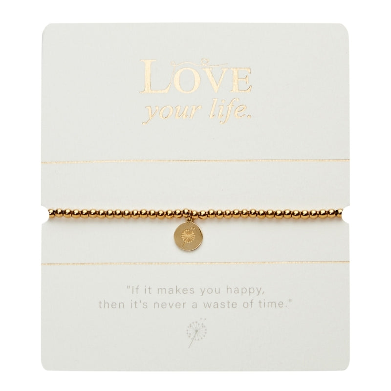 Kugelarmband Love your Life Pusteblume vergoldet
