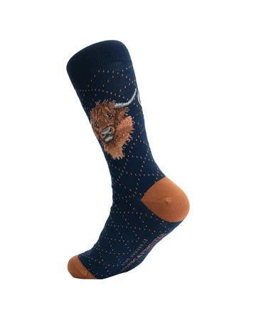 Hochland Kuh Männersocken von Wrendale Designs