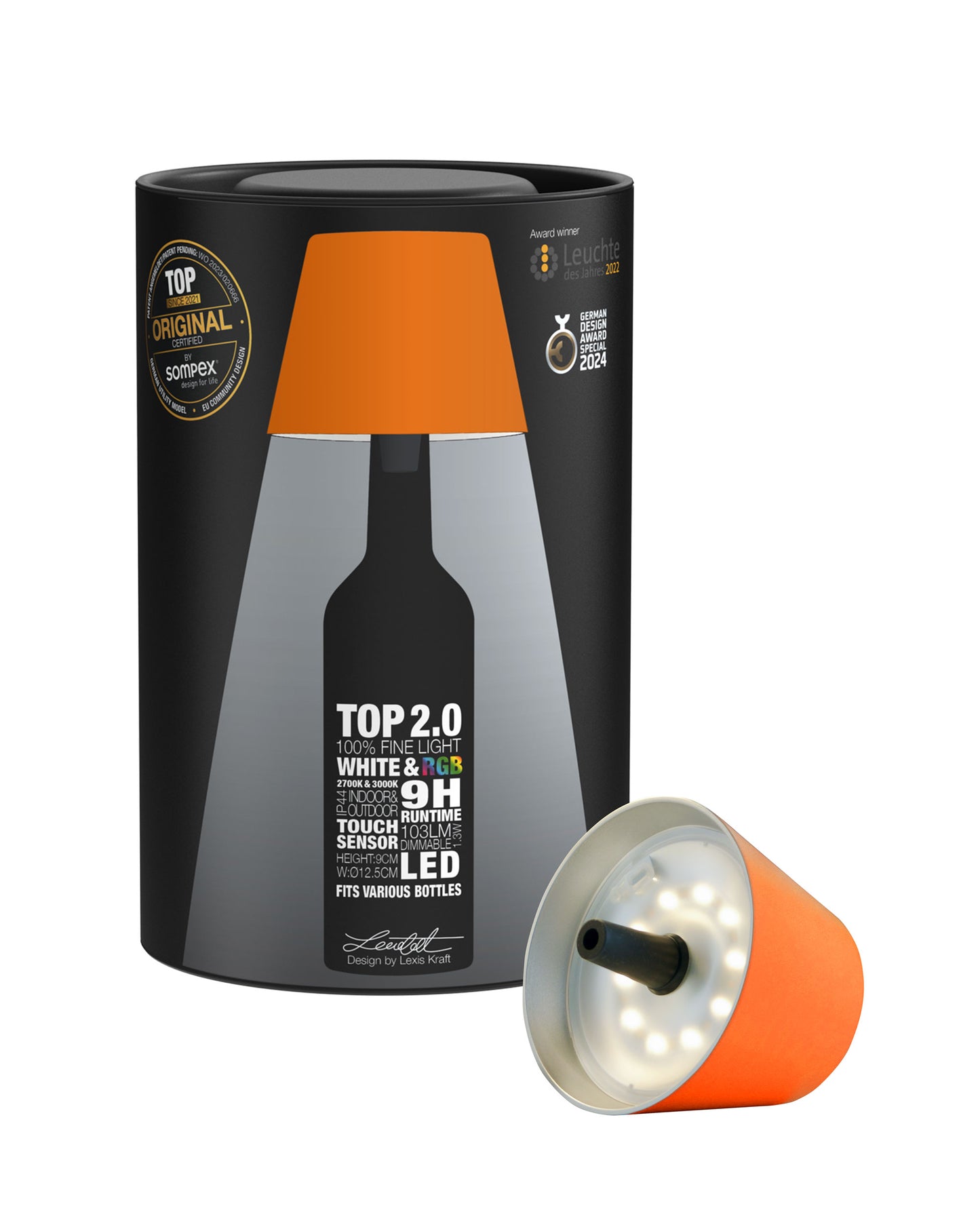 Sompex TOP 2.0 Akku-Flaschenleuchte (RGBW)