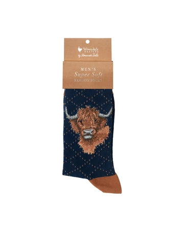 Hochland Kuh Männersocken von Wrendale Designs