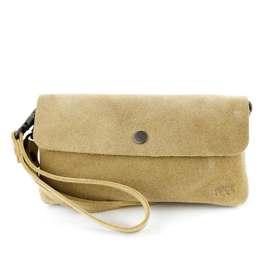 Velours Clutch/Mini-Umhängetasche 'Lydia' Bisquit