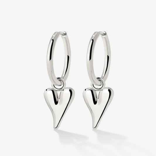 Flowy Heart Hoop Set Medium Silber