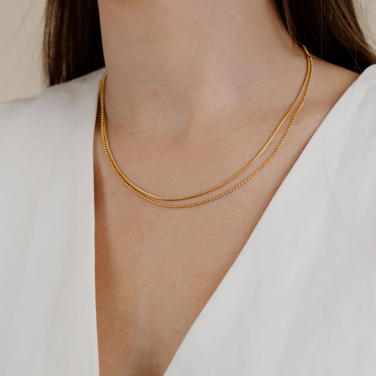 Duo Beads Necklace Gold