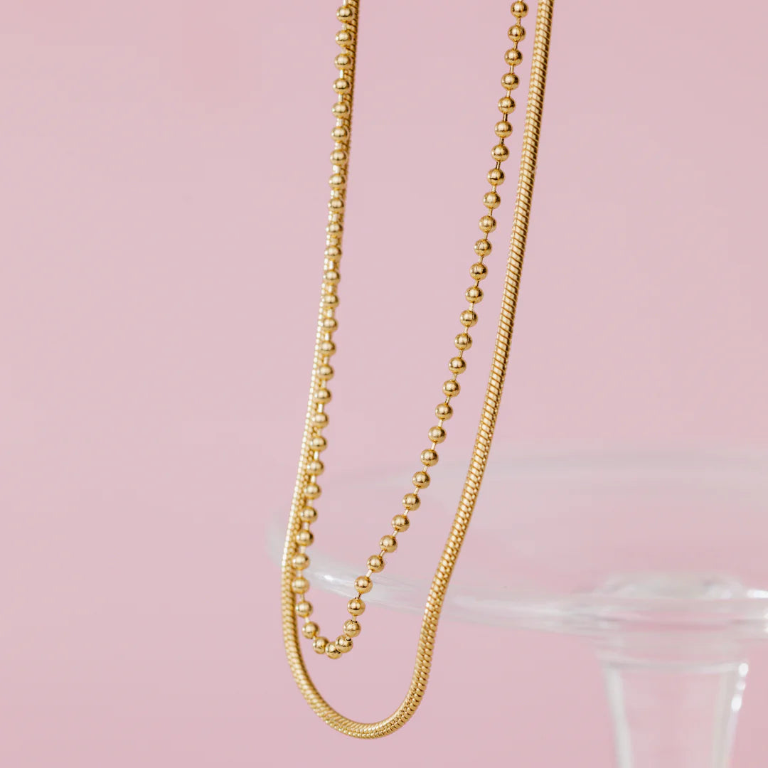 Duo Beads Necklace Gold