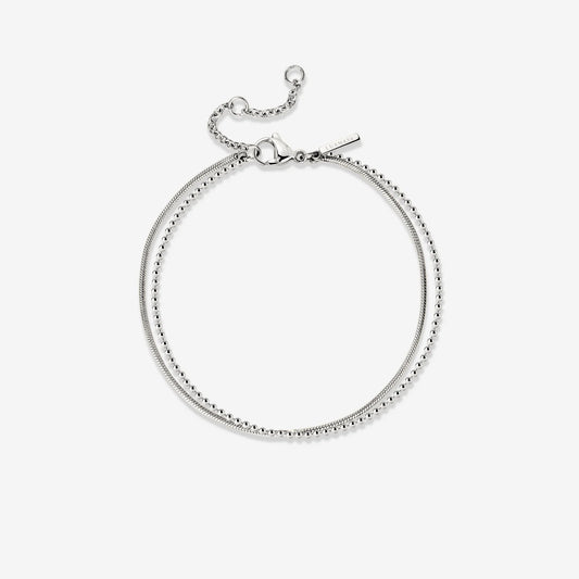 Duo Beads Bracelet Silber