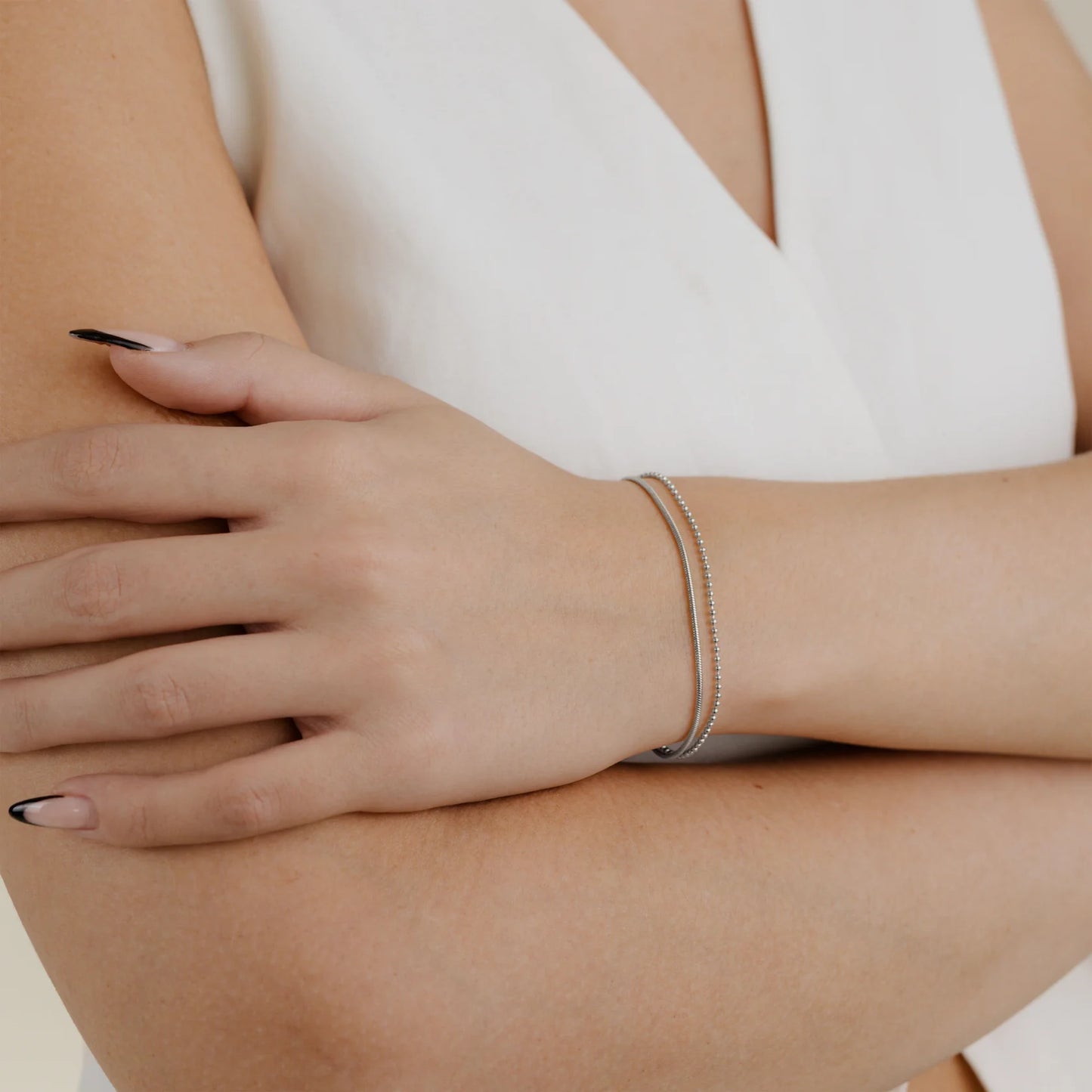 Duo Beads Bracelet Silber
