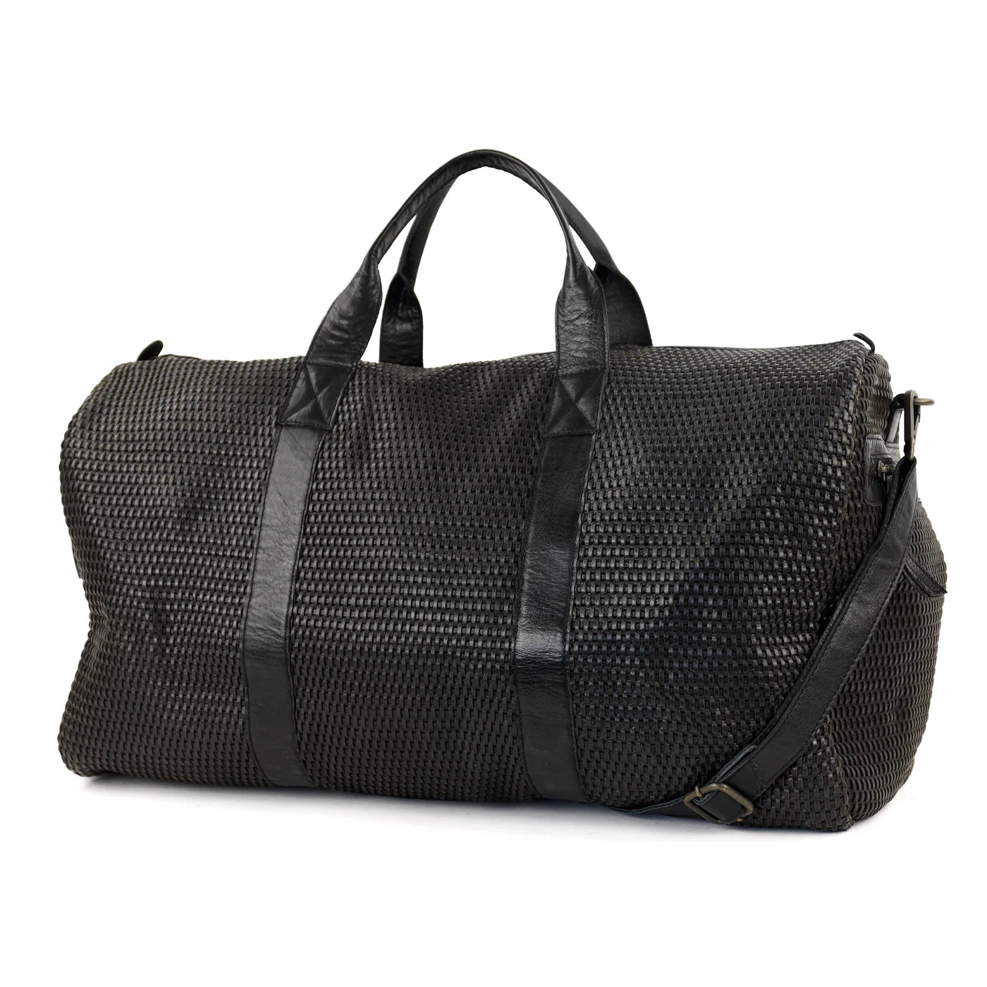 Geflochtene Wochenendtasche 'Vesper' Schwarz