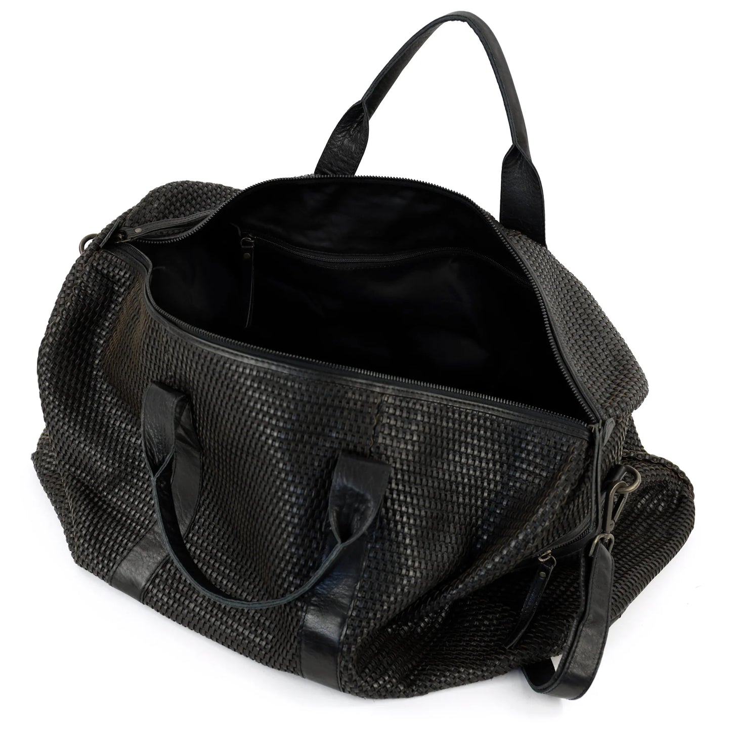 Geflochtene Wochenendtasche 'Vesper' Schwarz