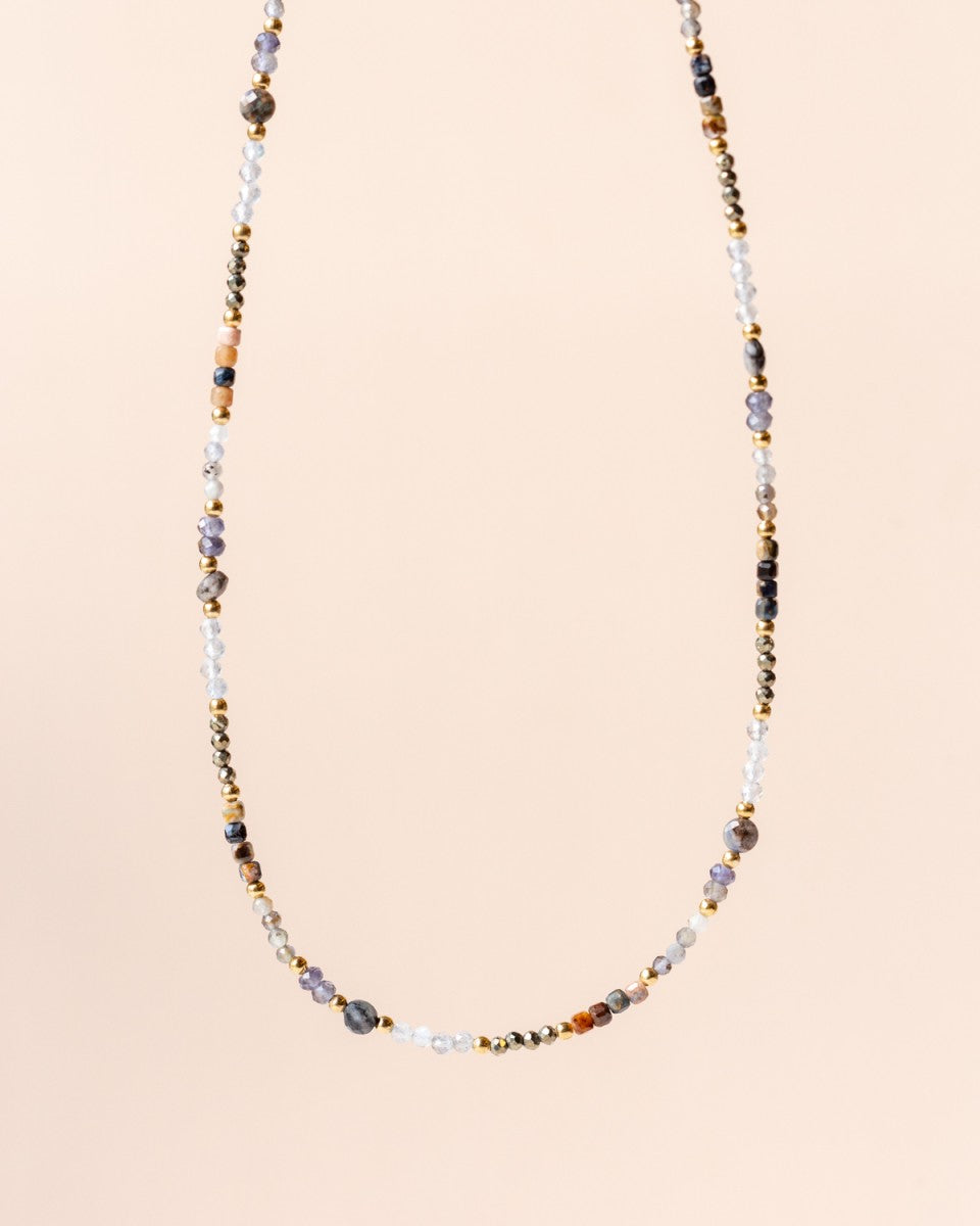 Halskette Natursteine Pietersite, Sodalite Lolite