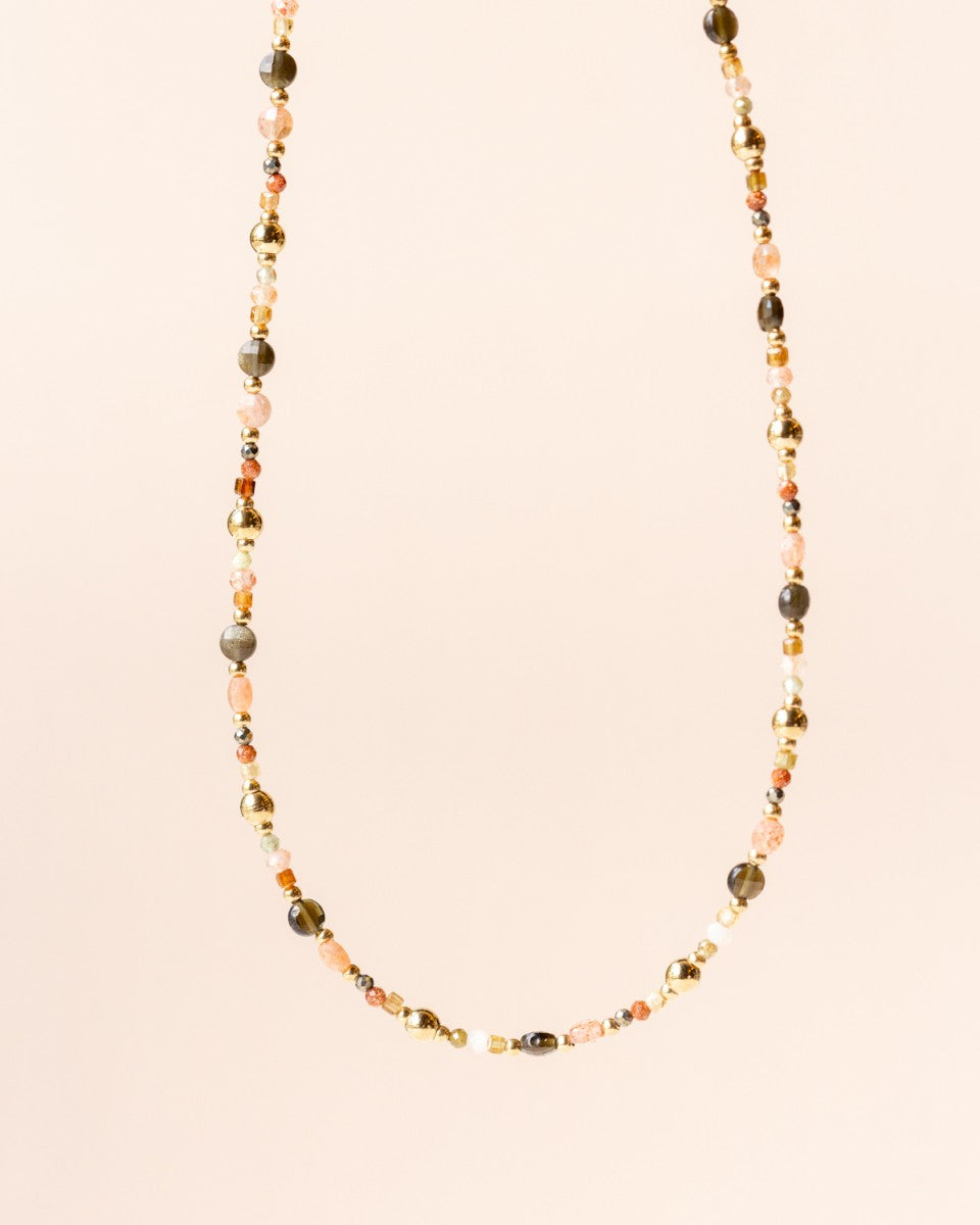 Halskette Tsavorite Goldstone Hematite
