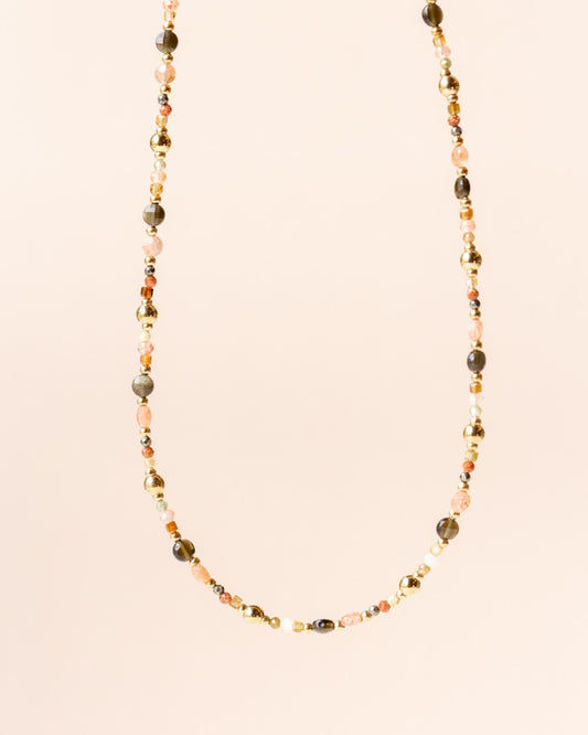 Halskette Tsavorite Goldstone Hematite