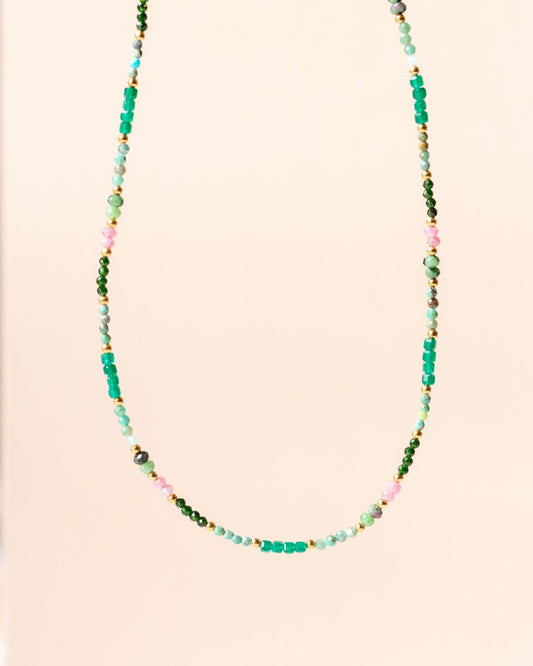 Halskette Natursteine Green Jasper