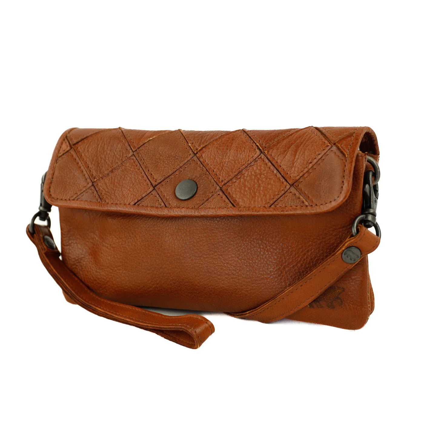 Clutch/Mini-Umhängetasche „Valentina“ Cognac