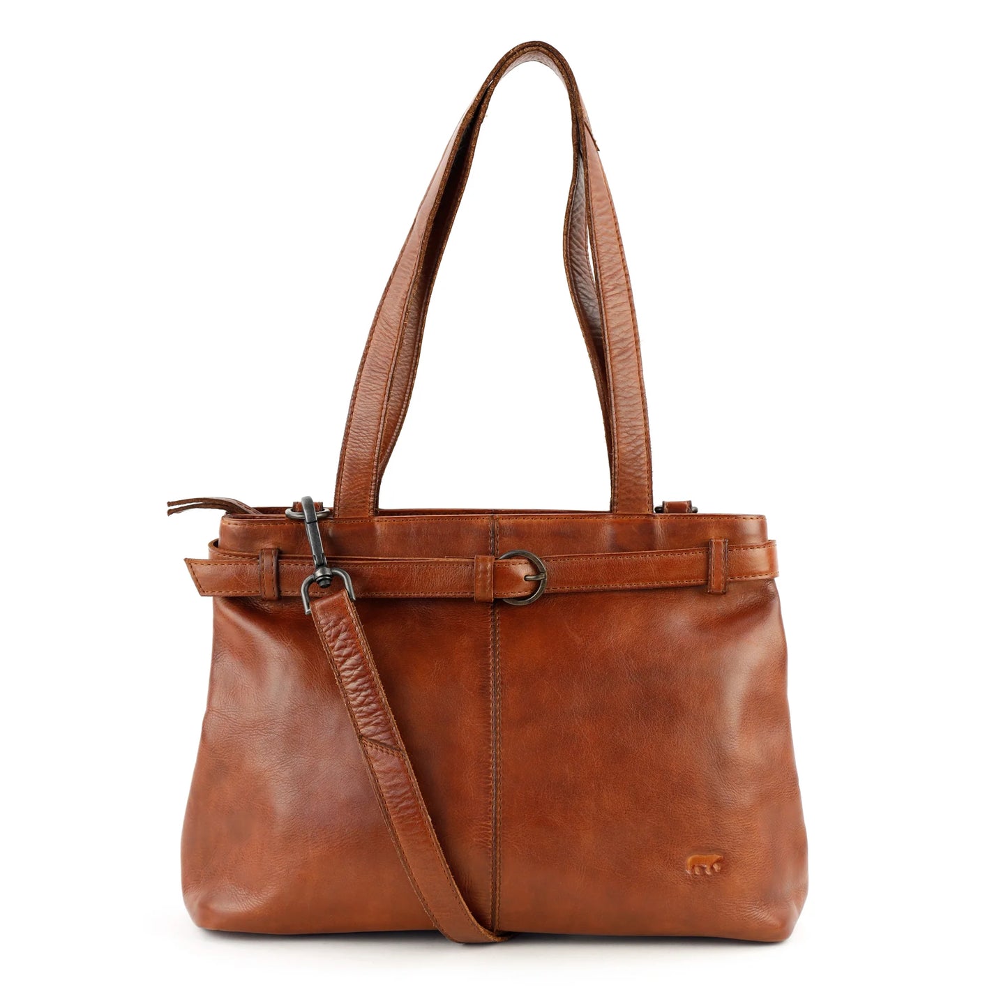 Hand-/Umhängetasche mit Schnalle 'Evi' Cognac
