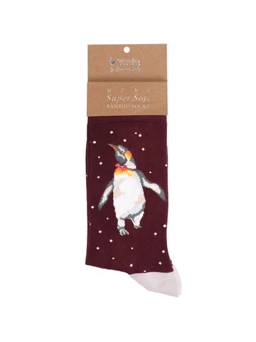 Weihnachtliche Pinguin Männersocken von Wrendale Designs