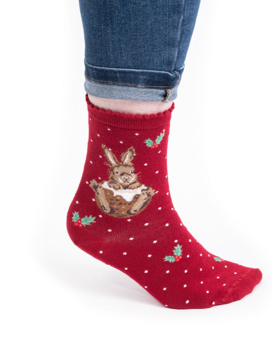Weihnachtliche Hasen Socken von Wrendale Designs