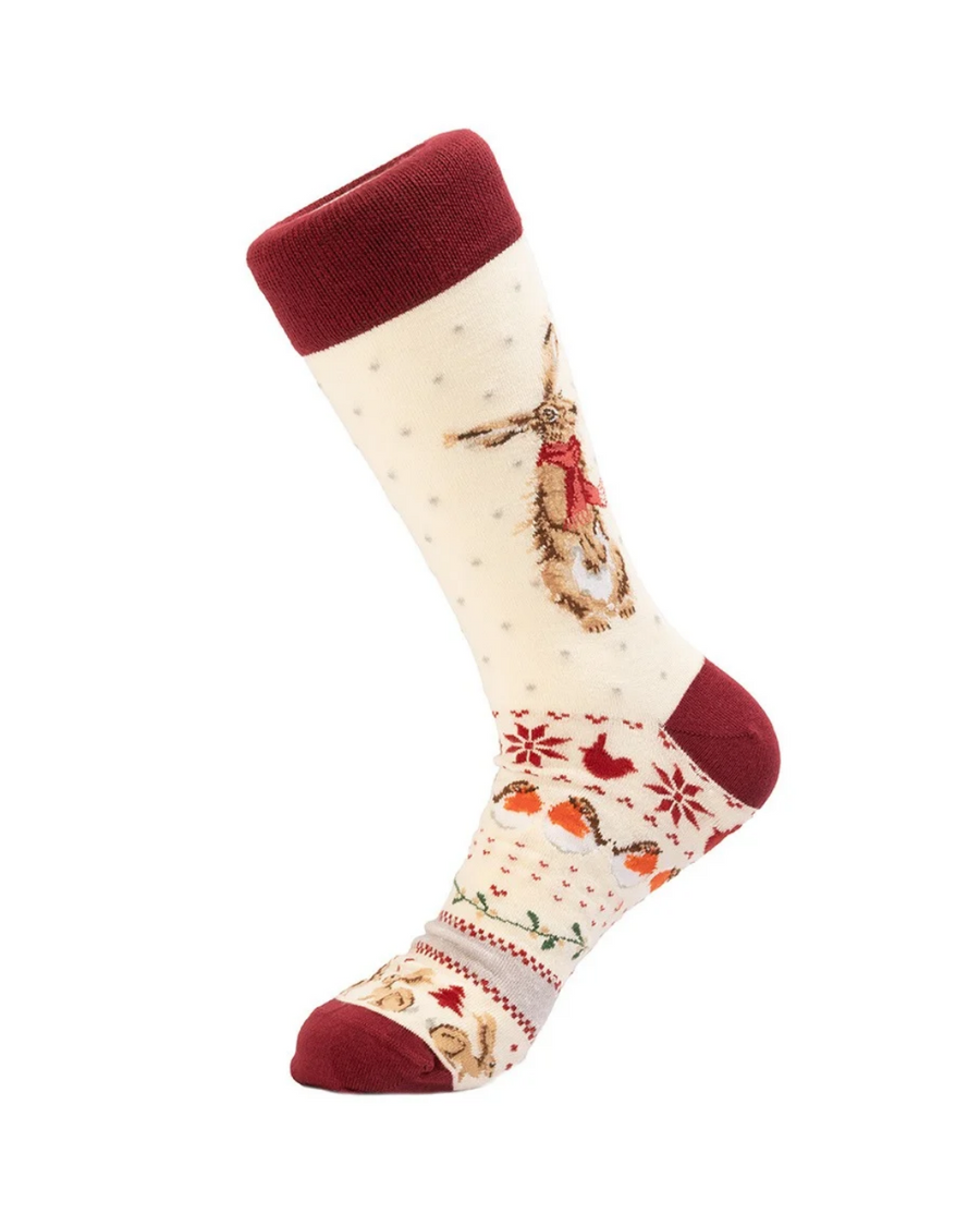 Weihnachtliche Hasen Familiensocken von Wrendale Designs