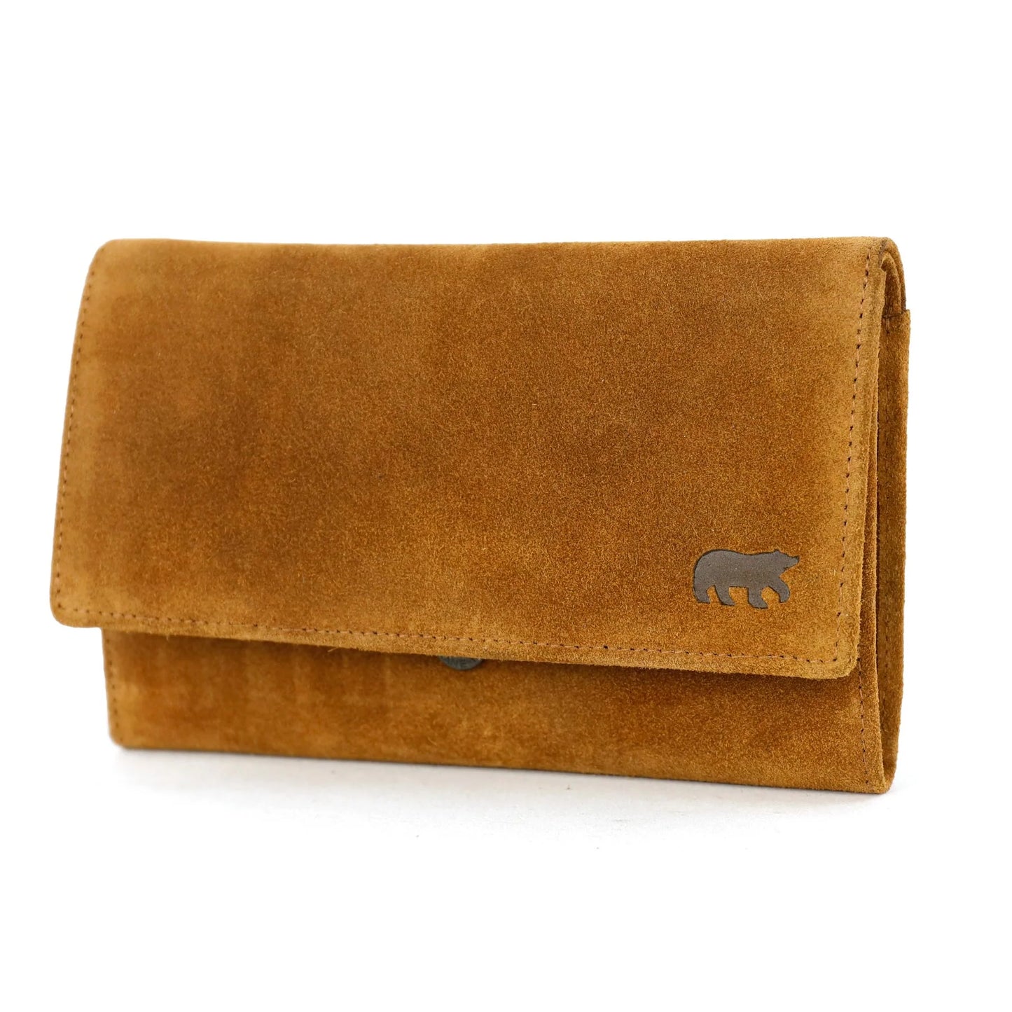 Velours RFID Geldbörse mit Überschlag 'Sweety' XL Cognac